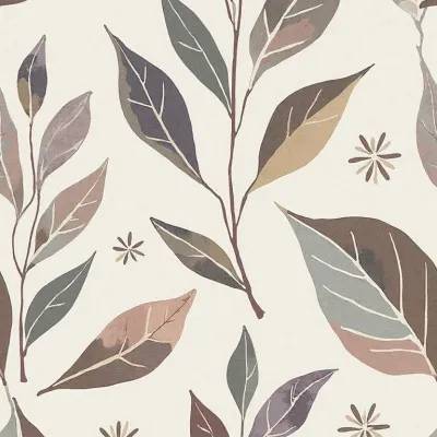 Abstract Luxury Textile Pattern – Leaves & Snowflake Motif in Soft Pastels