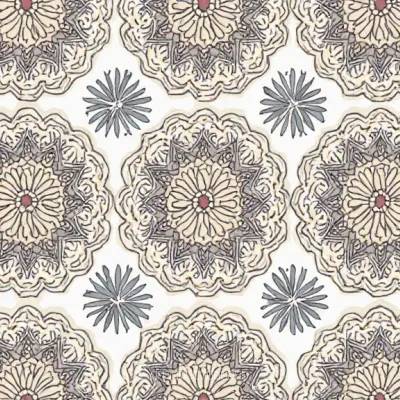 Mandala Pattern with Floral Accents – Elegant Textile Motif for Fabrics