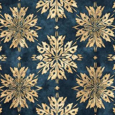Abstract Luxury Textile Pattern: Leaves, Mandala & Snowflake Motifs