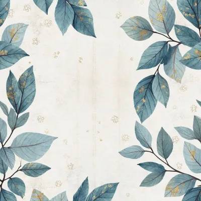 Leaves and Geometric Shapes Textile Pattern – Leaves and Hexagon Motif in Neutral Grays