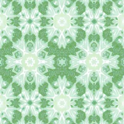 Snowflake & Hexagon Textile Pattern – Frosted Snowflake Hexagon Design in Cool Greens