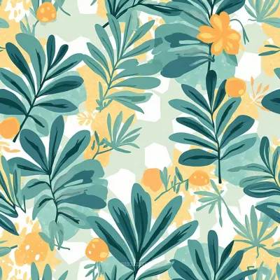 Leaves and Geometric Shapes Textile Pattern – Subtle Hexagon Motif in Neutral Tones
