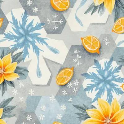 Abstract Luxury Textile Pattern: Snowflake & Hexagon Motif in Light Grays