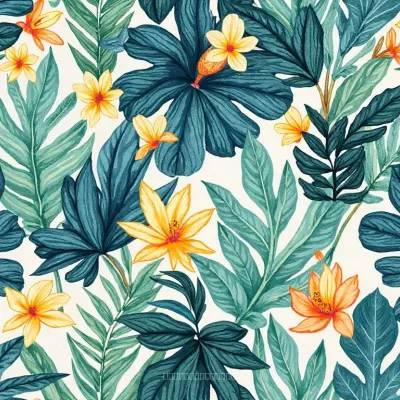 Leaves and Geometric Shapes Textile Pattern – Subtle Natural Motif in Soft Neutrals