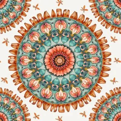Mandala Pattern with Floral Accents – Intricate Textile Design