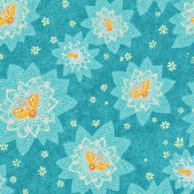 Abstract Luxury Textile: Snowflake Hexagon Pattern in Refreshing Blues